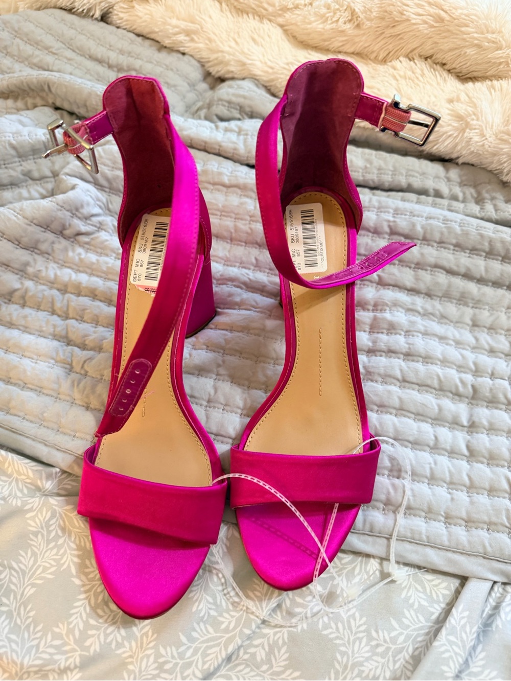 Gianni Bini Hot Pink Block Heel Ankle Strap Sandals